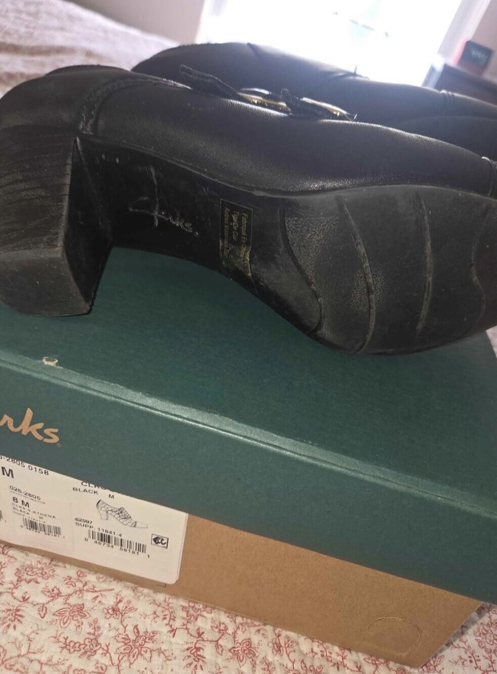 Clarks Sapphire Athena Double Monk Strap Black Leather Booties 4in Heel - Picture 5 of 6